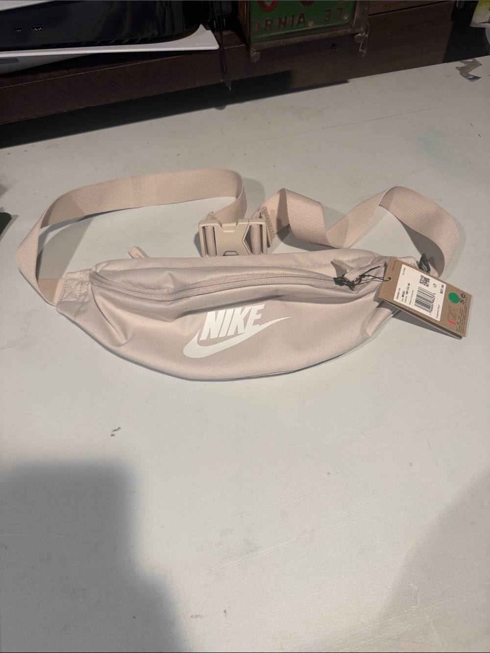 Nike Tan with white Swoosh cross body sling